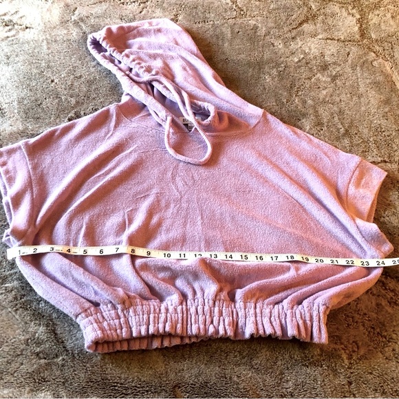 OLI/VIV Lavender Terry Cloth Hoodie Crop top Size L - Picture 4 of 7